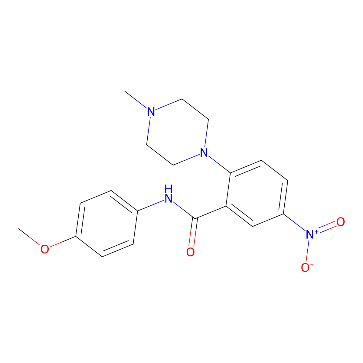 N-(4-methoxyphenyl)-2-(4-methylpiperazin-1-yl)-5-nitrobenzamide molecular structure, CAS 5814-90-4