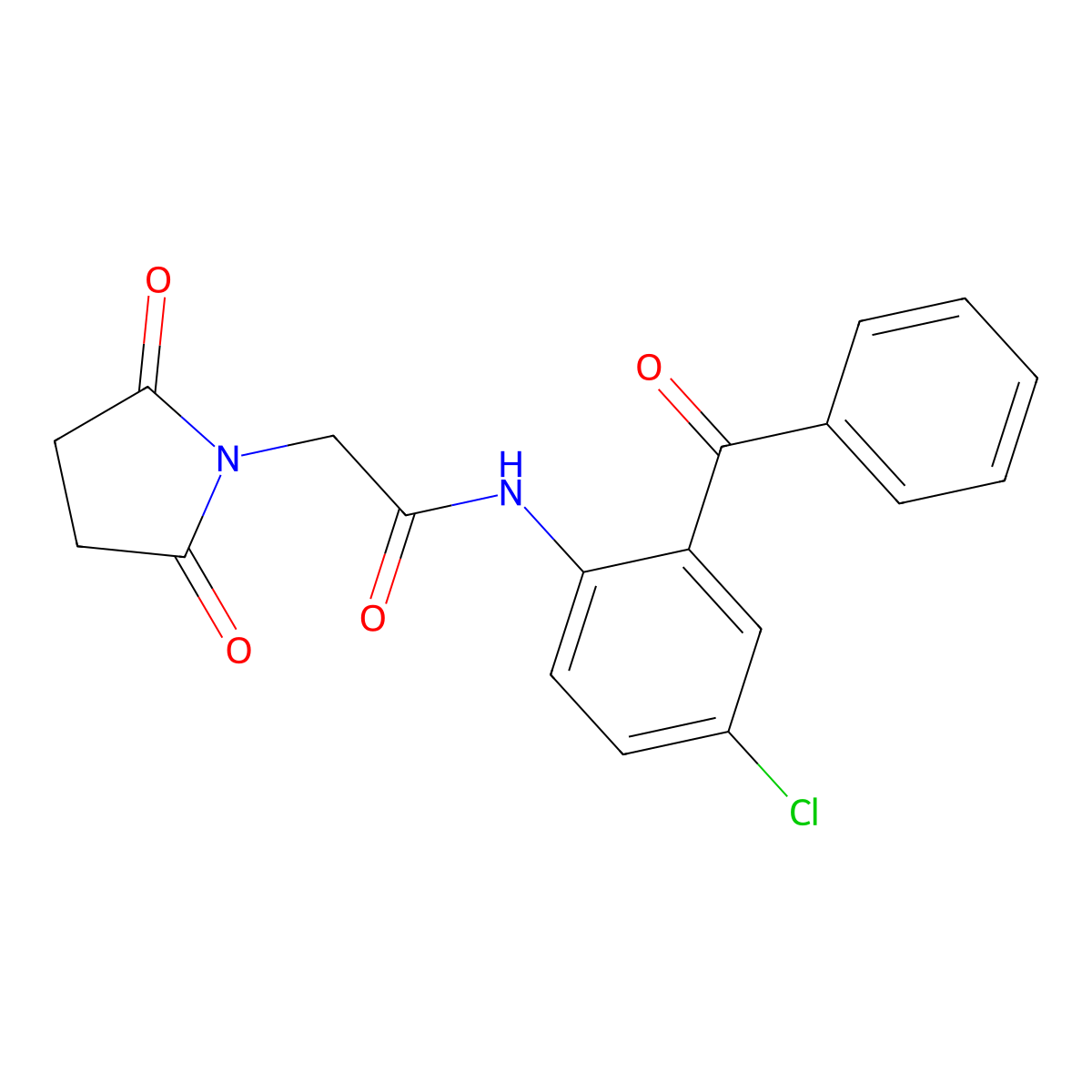 1-Pyrrolidineacetamide, N-(2-benzoyl-4-chlorophenyl)-2,5-dioxo- molecular structure, CAS 58142-33-9