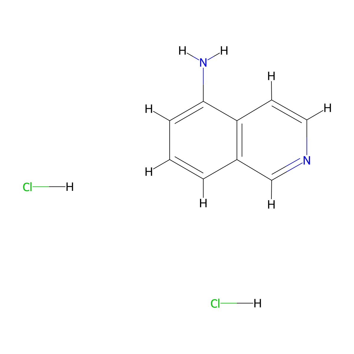 5-Aminoisoquinoline dihydrochloride molecular structure, CAS 58143-00-3