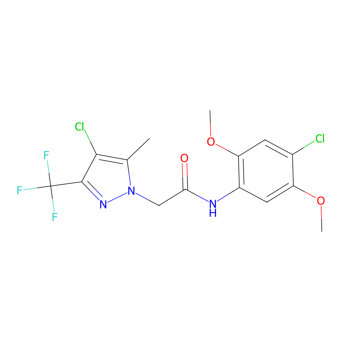 N-(4-chloro-2,5-dimethoxyphenyl)-2-[4-chloro-5-methyl-3-(trifluoromethyl)-1H-pyrazol-1-yl]acetamide molecular structure, CAS 5815-53-2