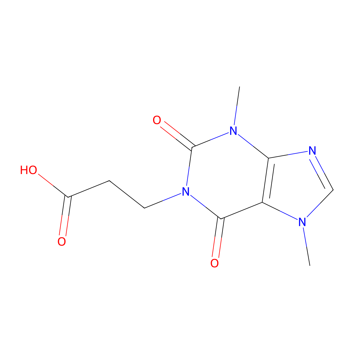 3-(3,7-Dimethyl-2,6-dioxo-2,3,6,7-tetrahydro-1H-purin-1-yl)propanoic acid molecular structure, CAS 5815-65-6