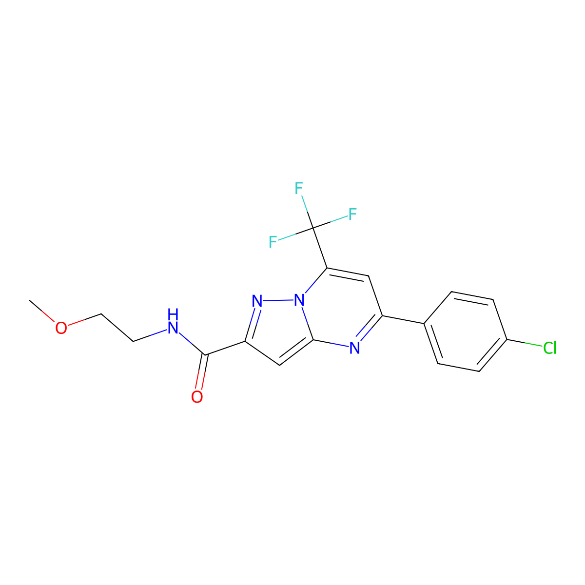 5-(4-chlorophenyl)-N-(2-methoxyethyl)-7-(trifluoromethyl)pyrazolo[1,5-a]pyrimidine-2-carboxamide molecular structure, CAS 5815-93-0