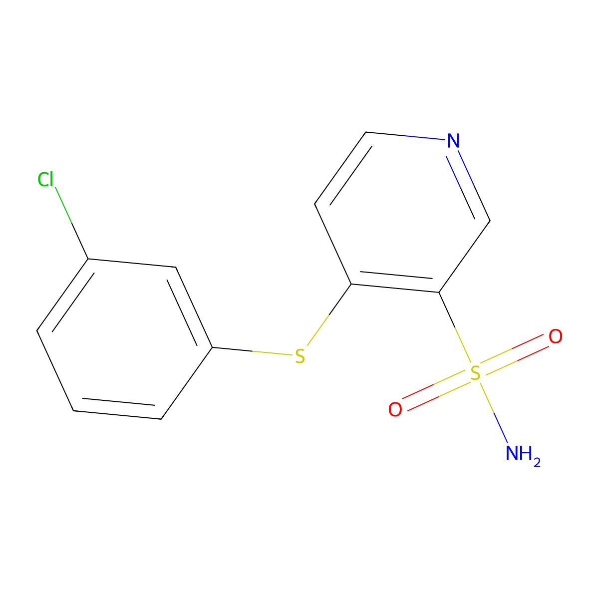 4-((3-Chlorophenyl)thio)-3-pyridinesulfonamide molecular structure, CAS 58154-76-0
