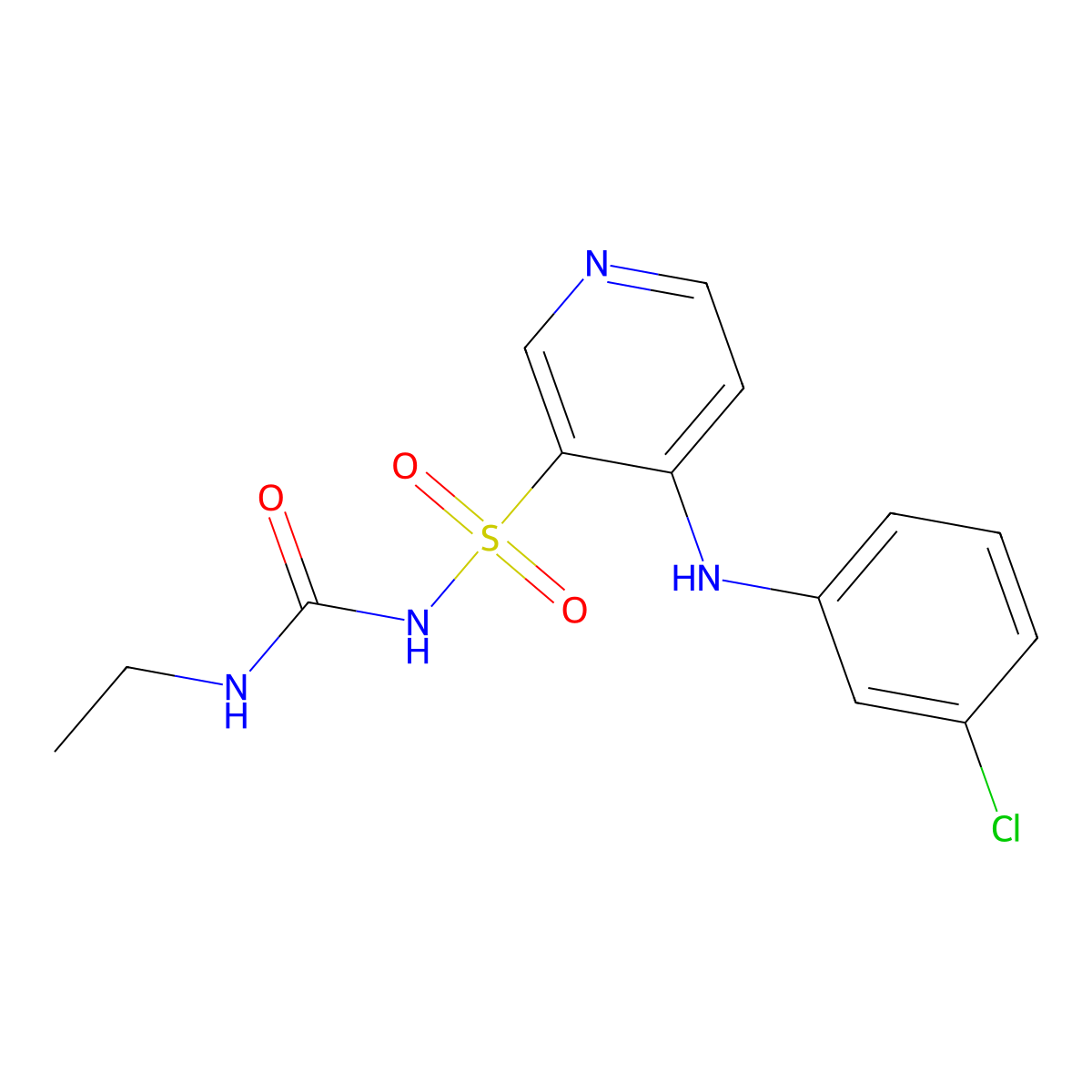 4-(3-Chloroanilino)-3-({[(ethylamino)carbonyl]amino}sulfonyl)pyridine molecular structure, CAS 58155-02-5