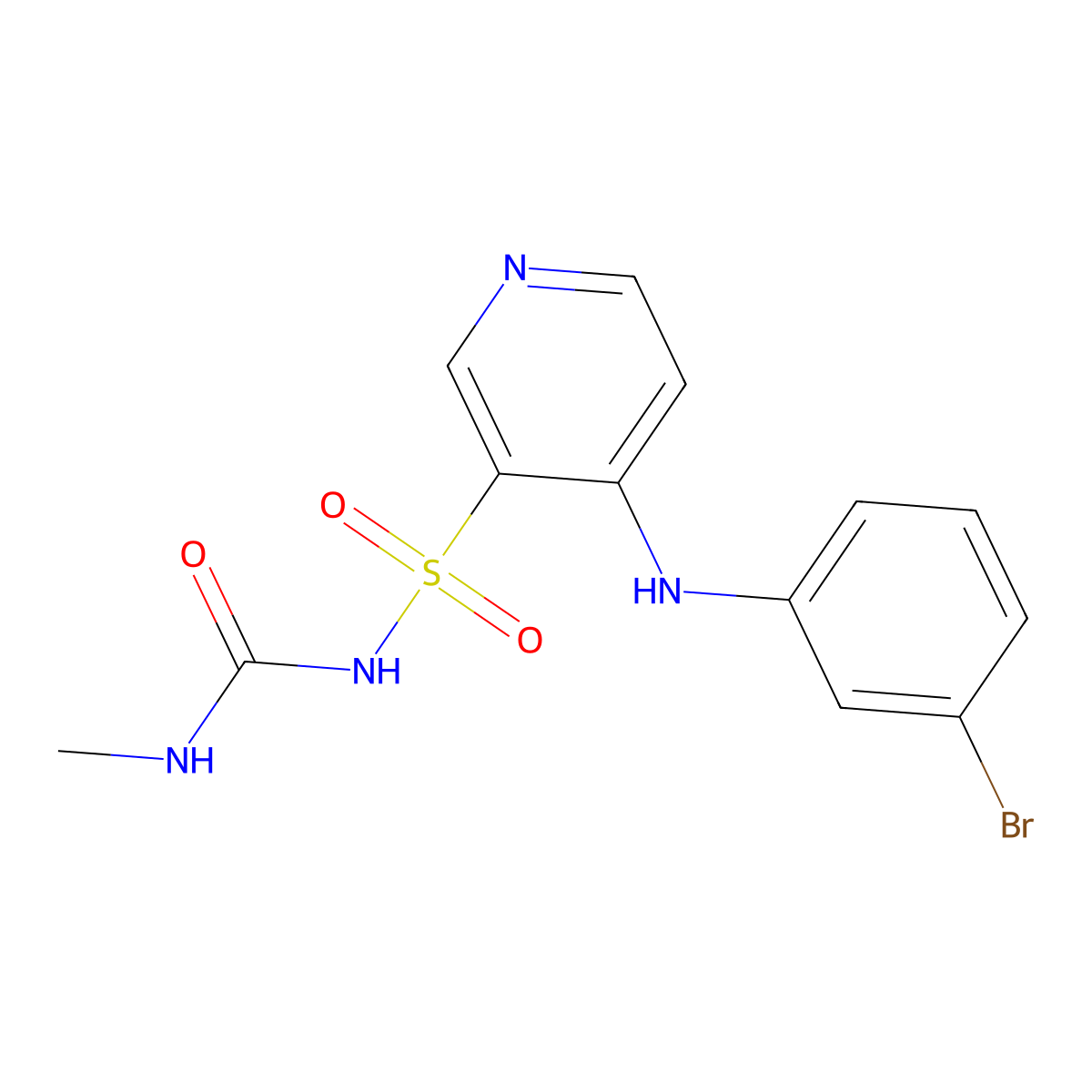 4-((3-bromophenyl)amino)-N-(methylcarbamoyl)pyridine-3-sulfonamide molecular structure, CAS 58155-20-7