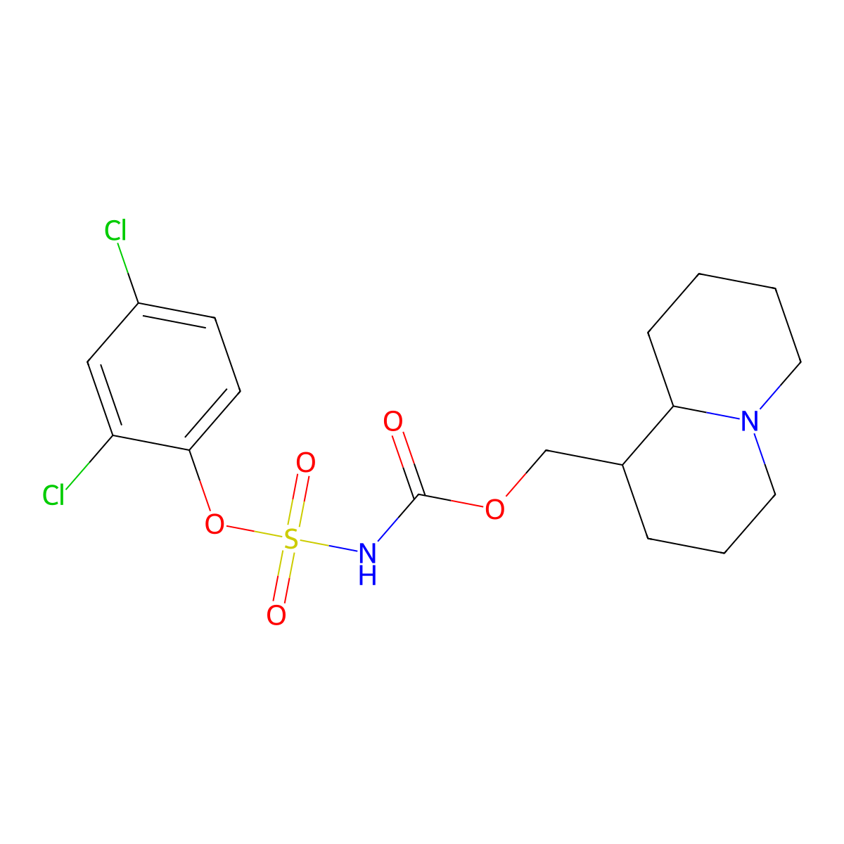 2,3,4,6,7,8,9,9a-octahydro-1H-quinolizin-1-ylmethyl N-(2,4-dichlorophenoxy)sulfonylcarbamate molecular structure, CAS 5816-82-0