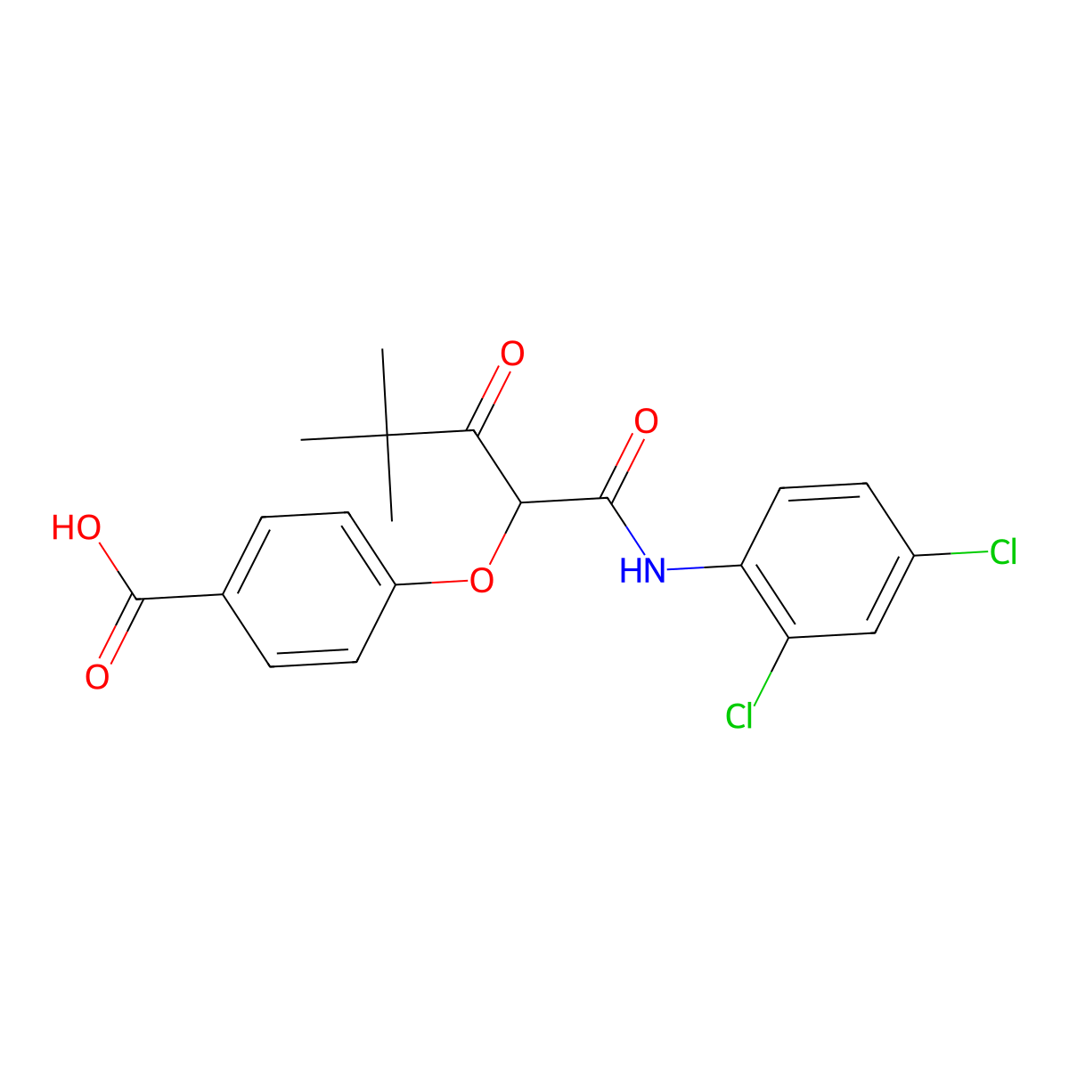 4-[1-[[(2,4-Dichlorophenyl)amino]carbonyl]-3,3-dimethyl-2-oxobutoxy]benzoic acid molecular structure, CAS 58161-93-6