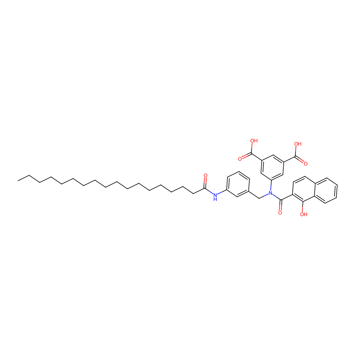 5-(((1-Hydroxy-2-naphthyl)carbonyl)((3-((1-oxooctadecyl)amino)phenyl)methyl)amino)phthalic acid molecular structure, CAS 58162-63-3