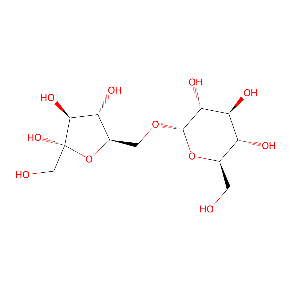 6-O-alpha-D-glucopyranosyl-alpha-D-fructofuranose molecular structure, CAS 58166-27-1