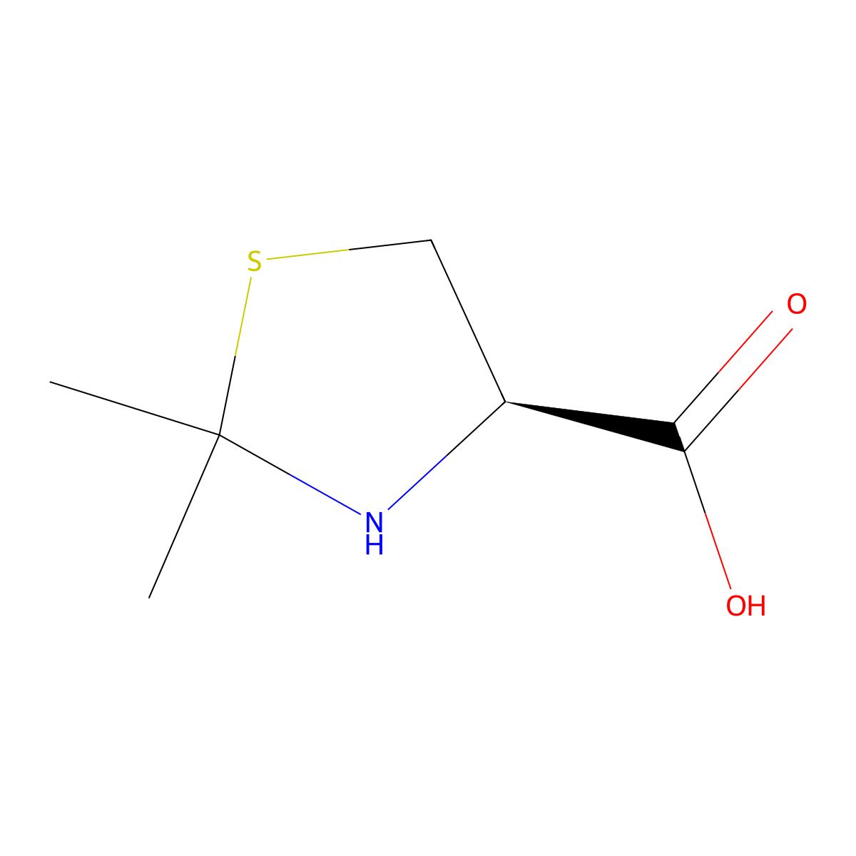 (4R)-2,2-Dimethyl-4-thiazolidinecarboxylic Acid molecular structure, CAS 58166-38-4
