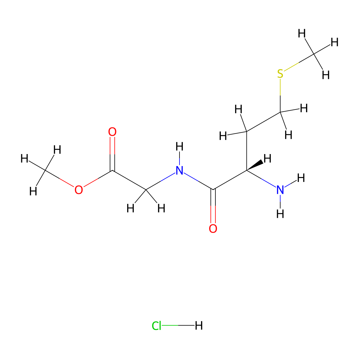 methyl 2-[(2S)-2-amino-4-(methylsulfanyl)butanamido]acetate hydrochloride molecular structure, CAS 58173-47-0