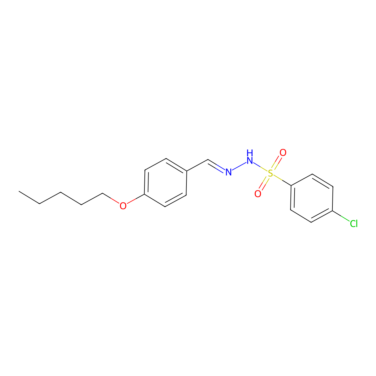 4-chloro-N'-{(E)-[4-(pentyloxy)phenyl]methylidene}benzenesulfonohydrazide molecular structure, CAS 581779-58-0