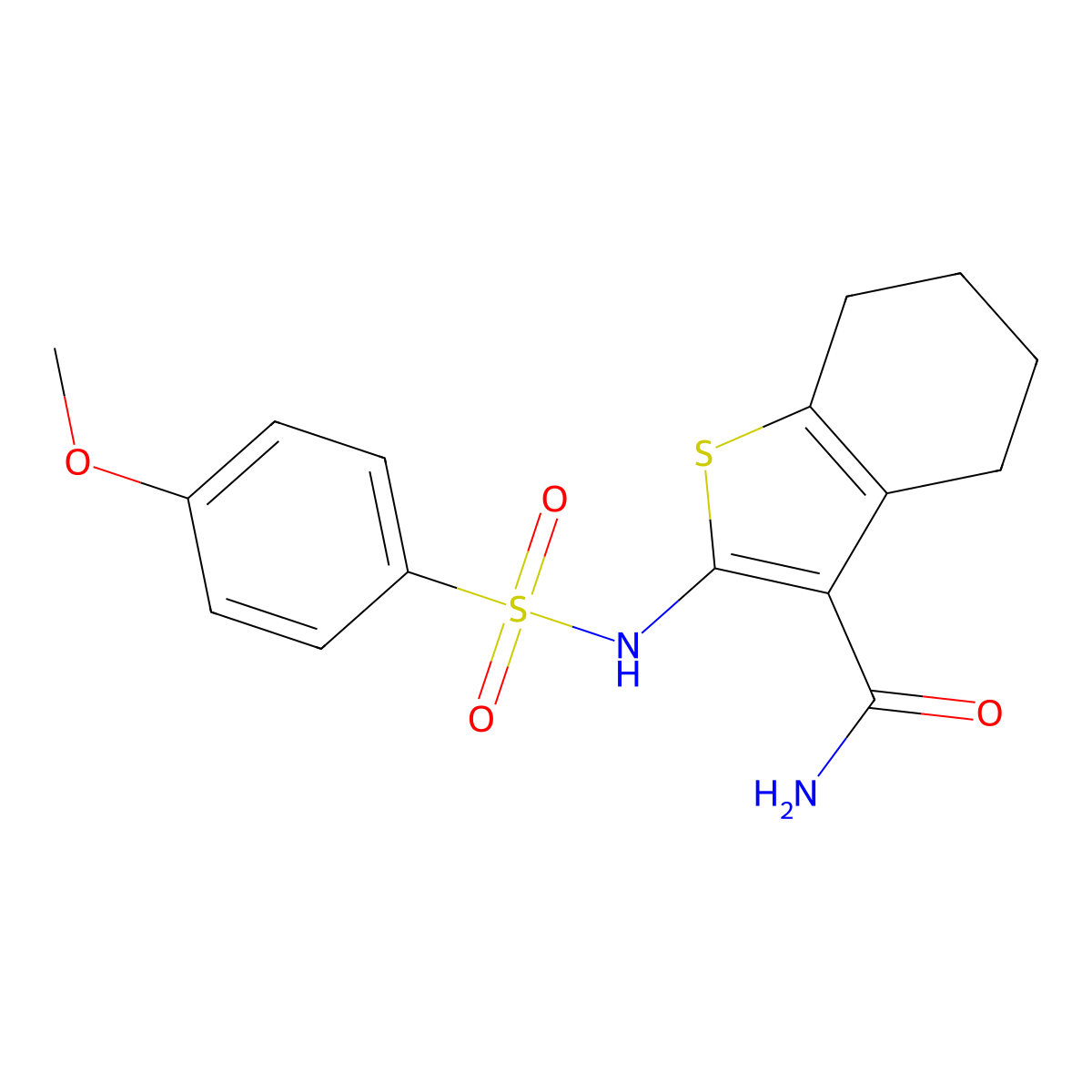 2-[(4-Methoxyphenyl)sulfonylamino]-4,5,6,7-tetrahydro-1-benzothiophene-3-carboxamide molecular structure, CAS 581780-44-1