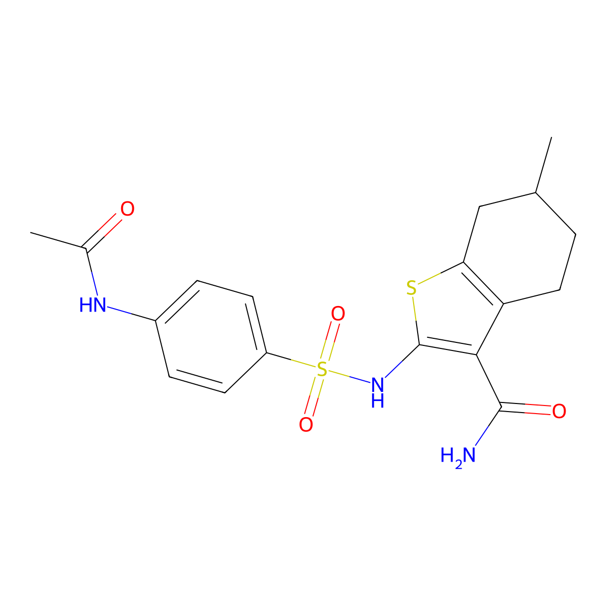 2-({[4-(Acetylamino)phenyl]sulfonyl}amino)-6-methyl-4,5,6,7-tetrahydro-1-benzothiophene-3-carboxamide molecular structure, CAS 581780-50-9