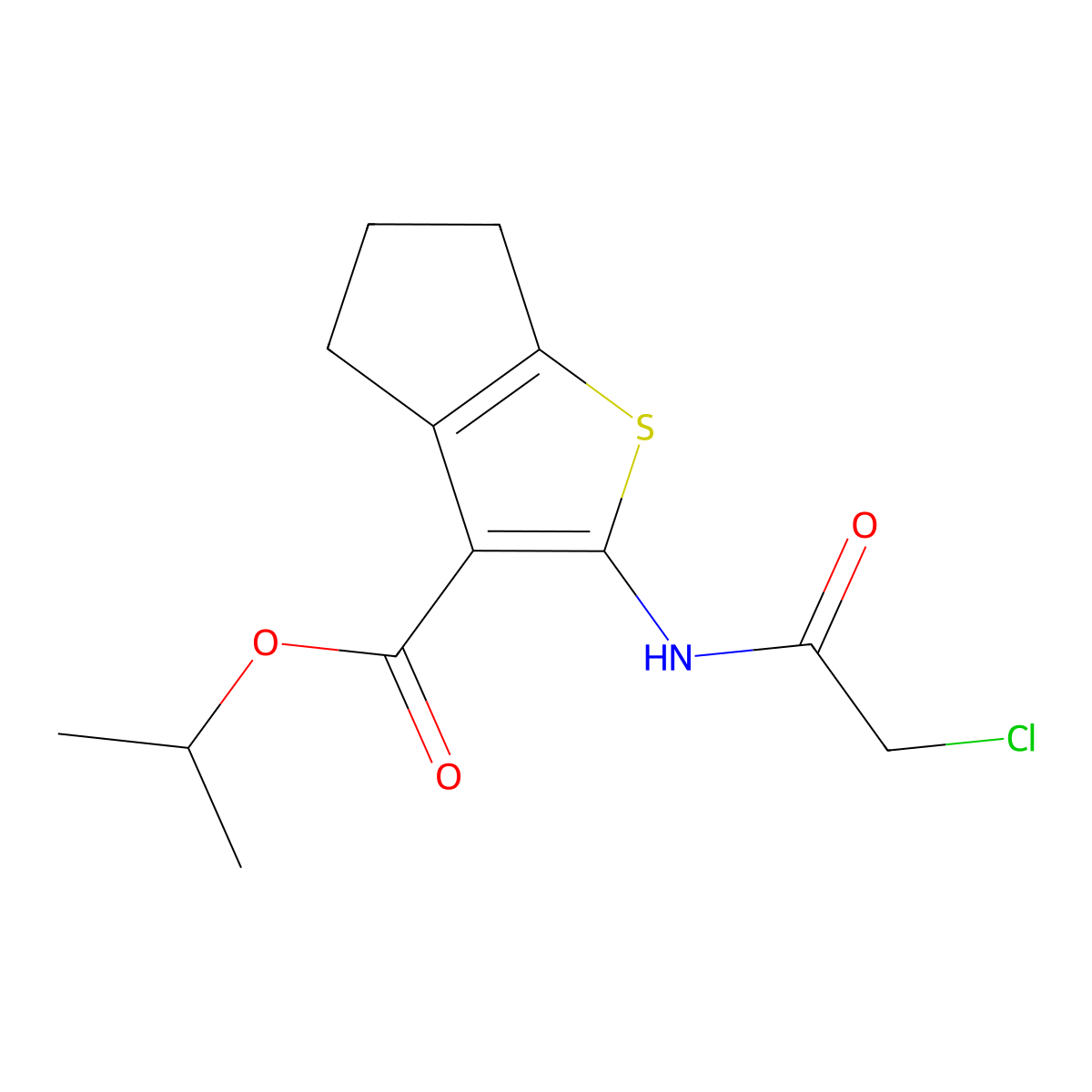 isopropyl 2-[(chloroacetyl)amino]-5,6-dihydro-4H-cyclopenta[b]thiophene-3-carboxylate molecular structure, CAS 581781-41-1