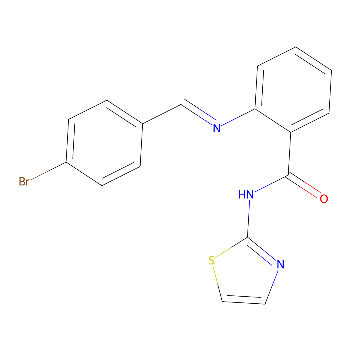 2-{[(E)-(4-bromophenyl)methylidene]amino}-N-(1,3-thiazol-2-yl)benzamide molecular structure, CAS 581781-50-2