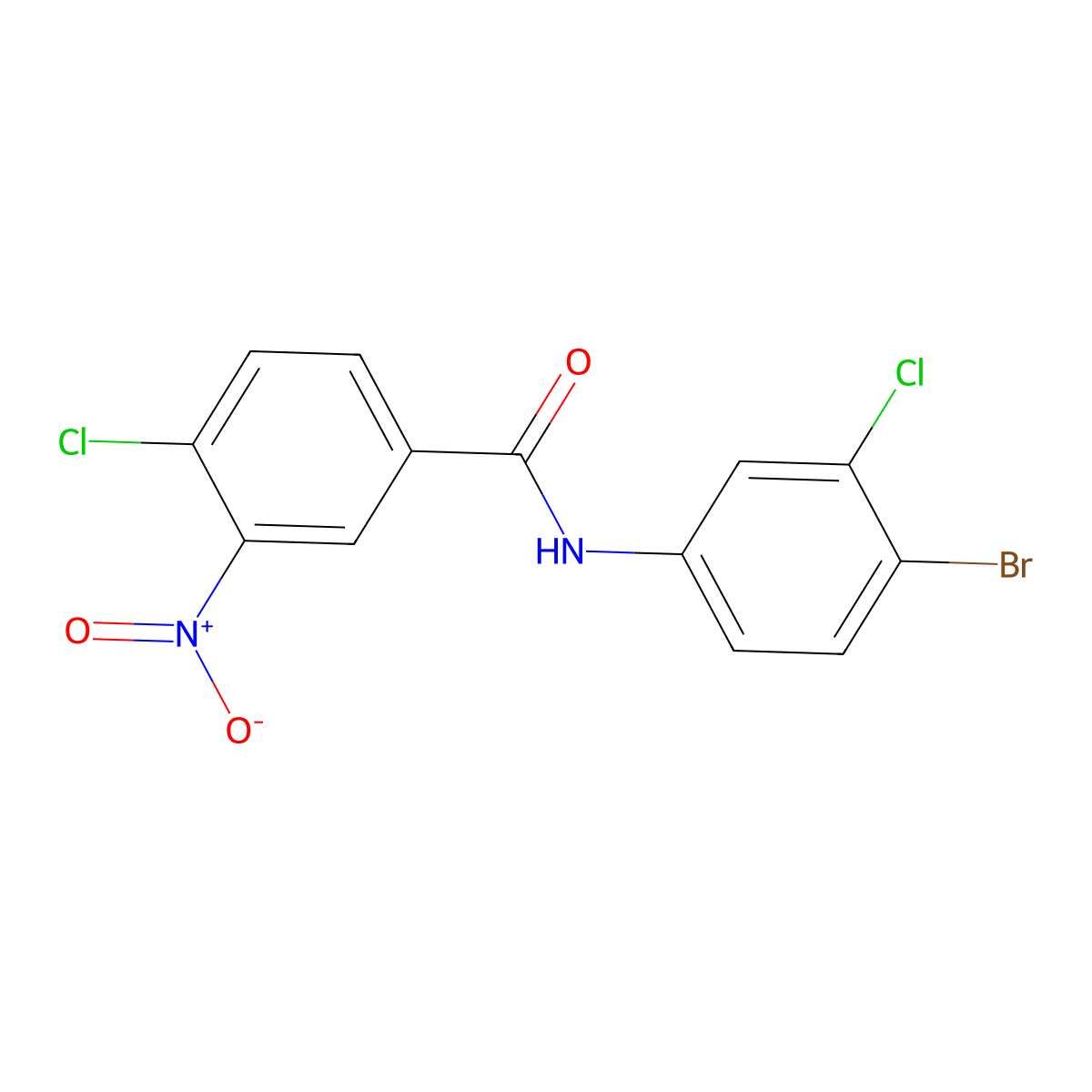 N-(4-bromo-3-chlorophenyl)-4-chloro-3-nitrobenzamide molecular structure, CAS 581781-74-0