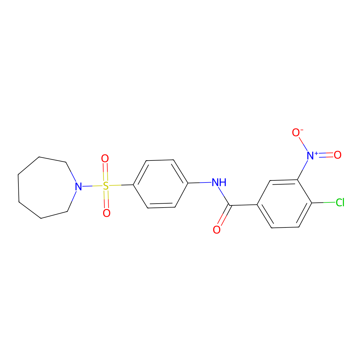 N-[4-(azepan-1-ylsulfonyl)phenyl]-4-chloro-3-nitrobenzamide molecular structure, CAS 581781-75-1