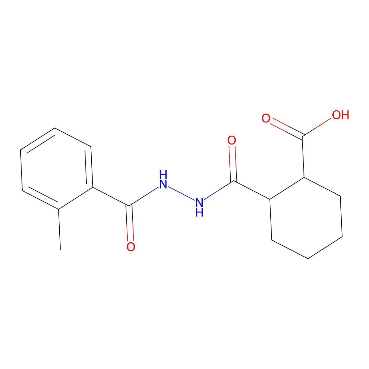 2-{[2-(2-Methylbenzoyl)hydrazino]carbonyl}cyclohexanecarboxylic acid molecular structure, CAS 581781-89-7