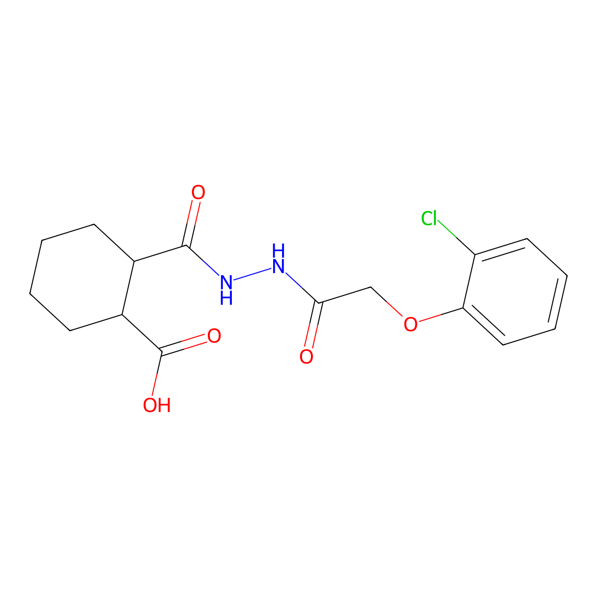 2-[[[2-(2-Chlorophenoxy)acetyl]amino]carbamoyl]cyclohexane-1-carboxylic acid molecular structure, CAS 581781-91-1
