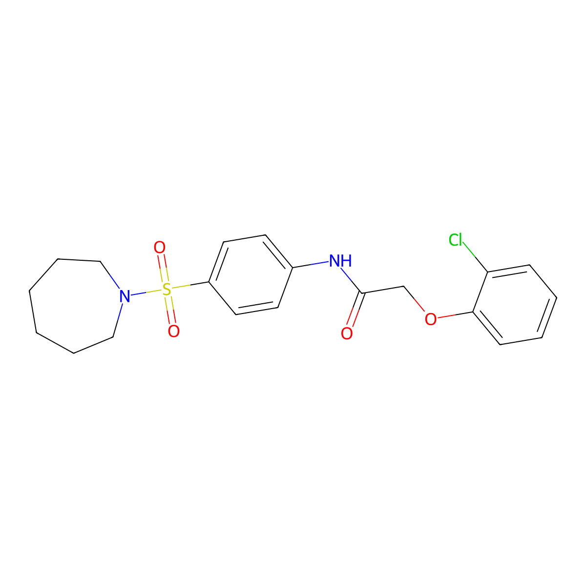 N-[4-(azepan-1-ylsulfonyl)phenyl]-2-(2-chlorophenoxy)acetamide molecular structure, CAS 581781-96-6