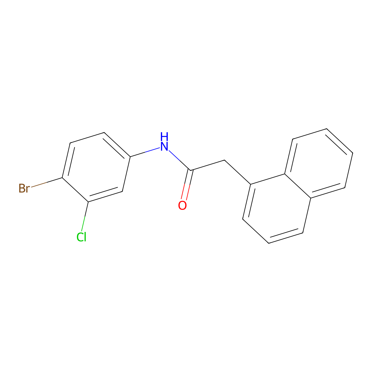 N-(4-bromo-3-chlorophenyl)-2-(1-naphthyl)acetamide molecular structure, CAS 581782-00-5