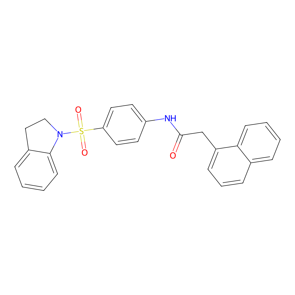 N-[4-(2,3-dihydro-1H-indol-1-ylsulfonyl)phenyl]-2-(1-naphthyl)acetamide molecular structure, CAS 581782-01-6