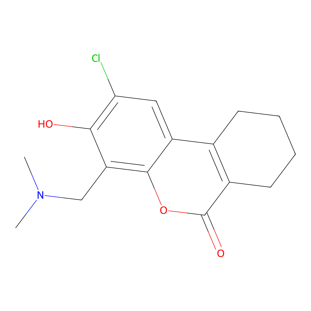 2-chloro-4-[(dimethylamino)methyl]-3-hydroxy-7,8,9,10-tetrahydro-6H-benzo[c]chromen-6-one molecular structure, CAS 581785-43-5