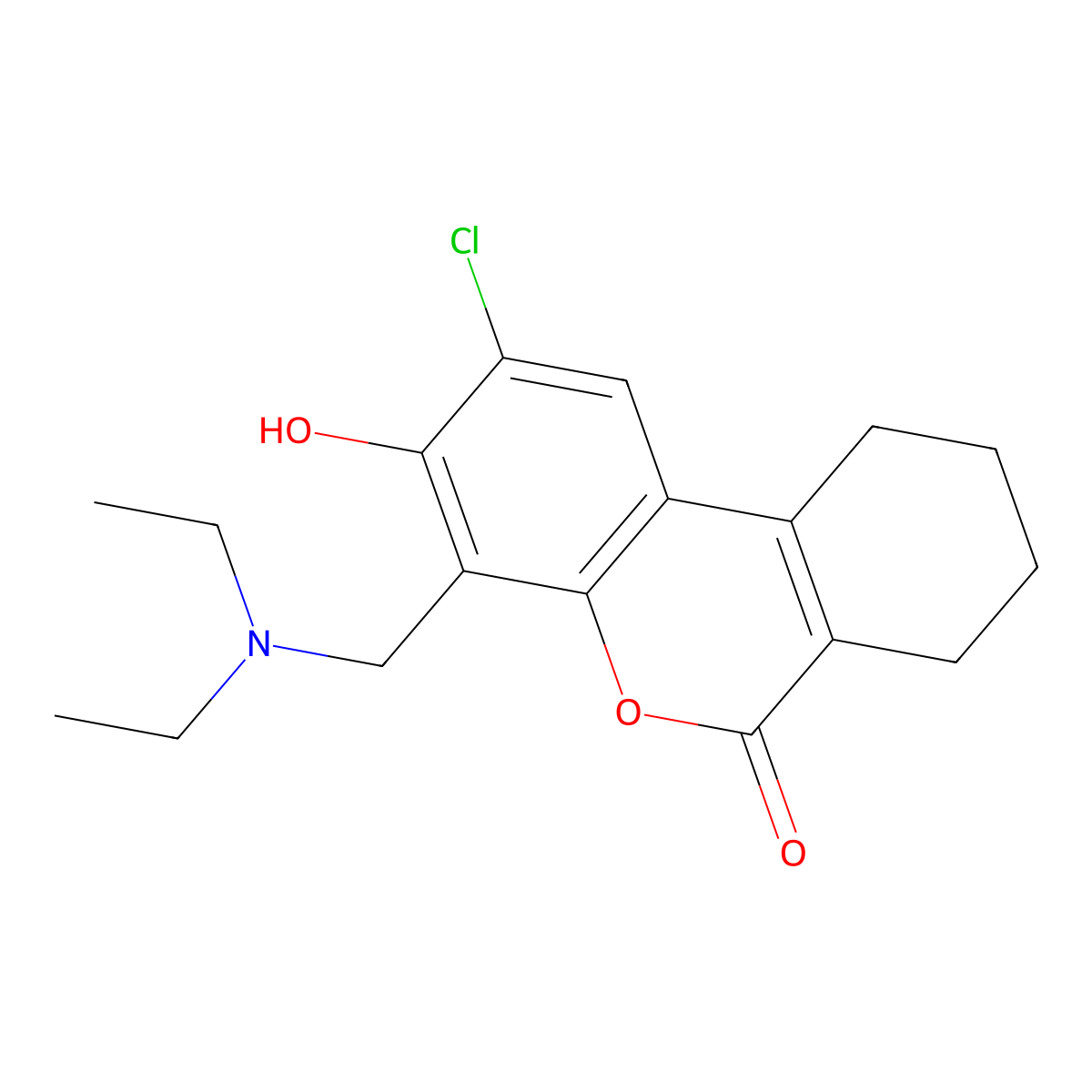 2-chloro-4-[(diethylamino)methyl]-3-hydroxy-7,8,9,10-tetrahydro-6H-benzo[c]chromen-6-one molecular structure, CAS 581785-44-6