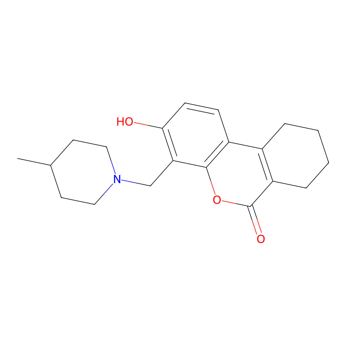 3-Hydroxy-4-[(4-methylpiperidin-1-yl)methyl]-7,8,9,10-tetrahydrobenzo[c]chromen-6-one molecular structure, CAS 581785-53-7