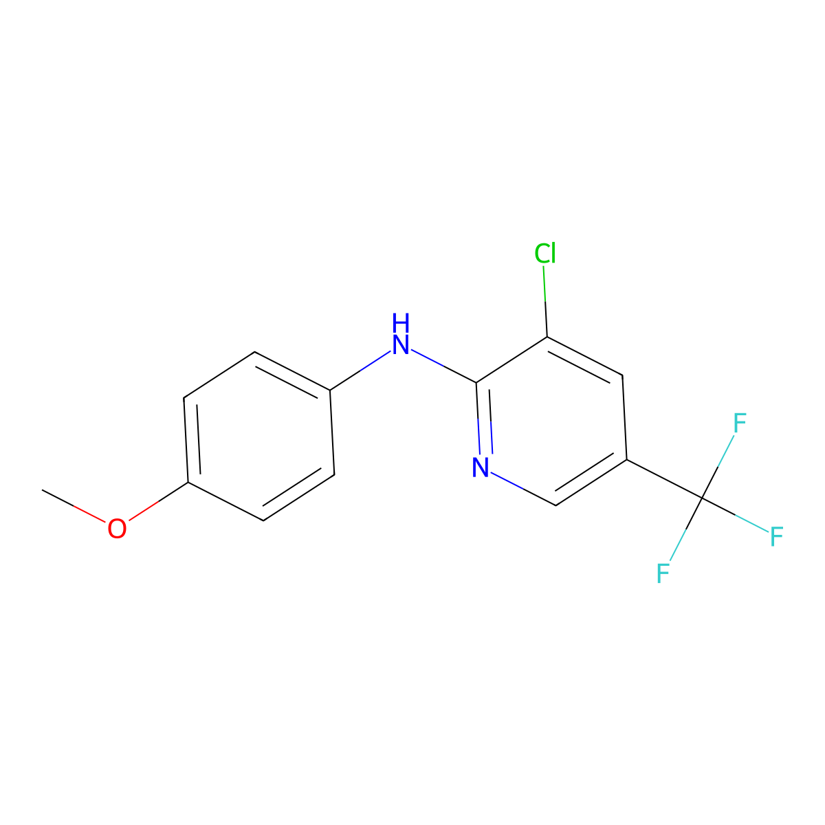 3-chloro-N-(4-methoxyphenyl)-5-(trifluoromethyl)pyridin-2-amine molecular structure, CAS 581792-51-0