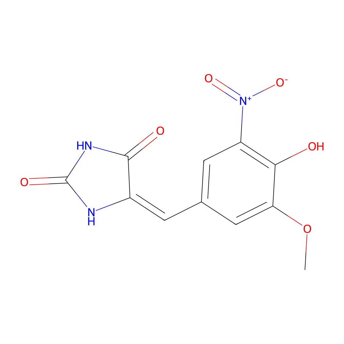 5-[(4-Hydroxy-3-methoxy-5-nitrophenyl)methylidene]imidazolidine-2,4-dione molecular structure, CAS 5818-20-2