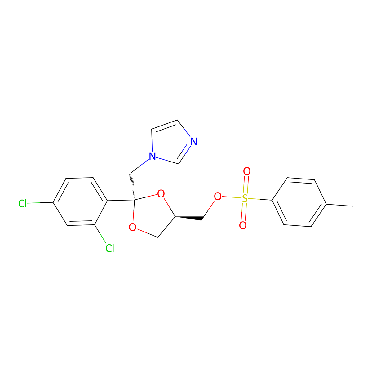 (cis-2-((1H-Imidazol-1-yl)methyl)-2-(2,4-dichlorophenyl)-1,3-dioxolan-4-yl)methyl 4-methylbenzenesulfonate molecular structure, CAS 581806-54-4
