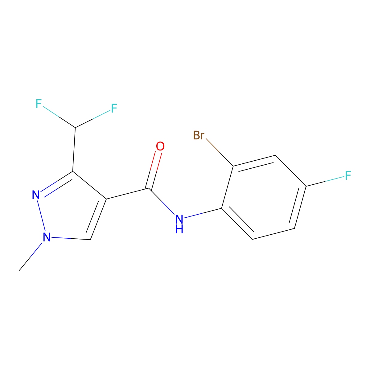 N-(2-Bromo-4-fluorophenyl)-1-methyl-3-(difluoromethyl)-1H-pyrazole-4-carboxamide molecular structure, CAS 581809-55-4
