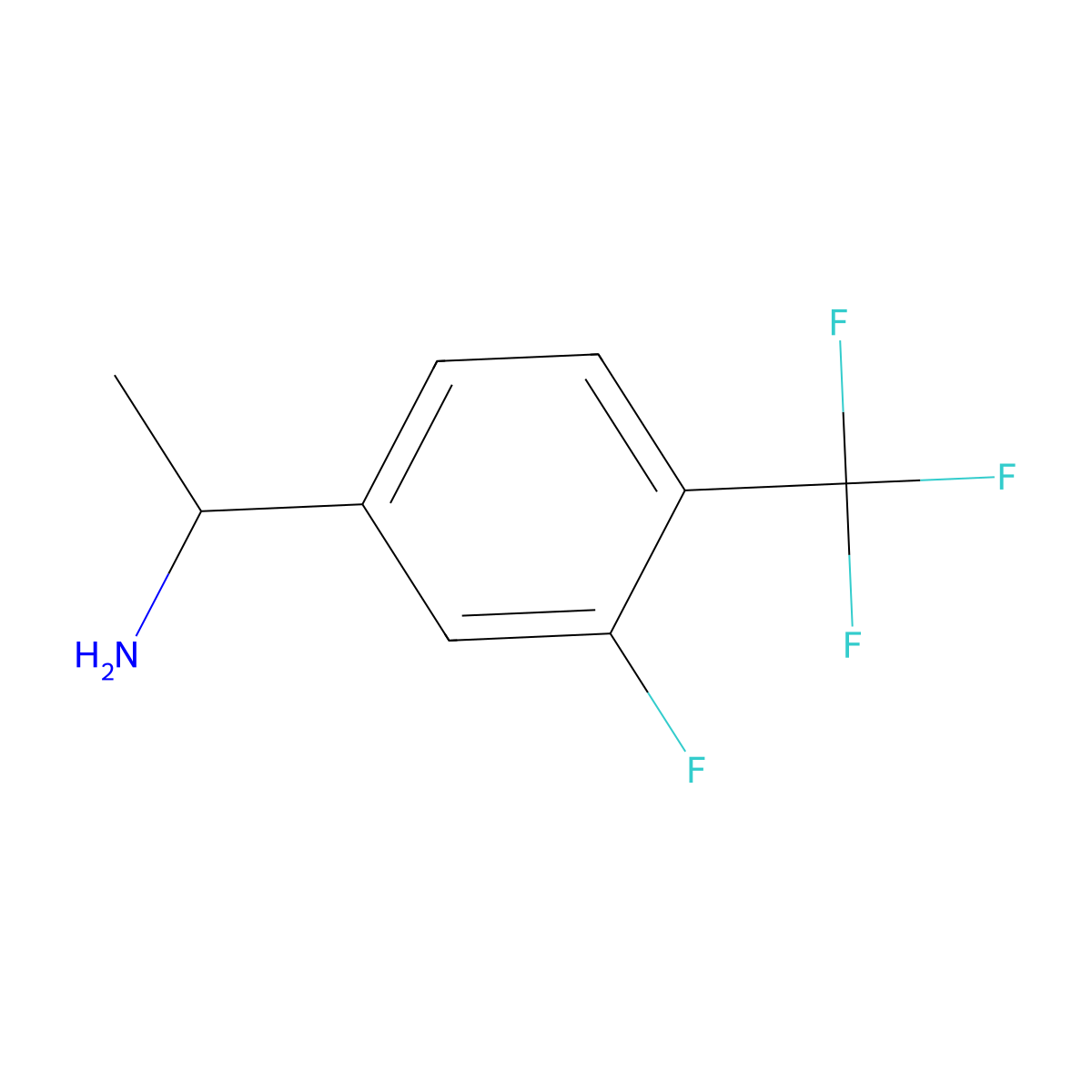 1-(3-Fluoro-4-(trifluoromethyl)phenyl)ethanamine molecular structure, CAS 581813-14-1