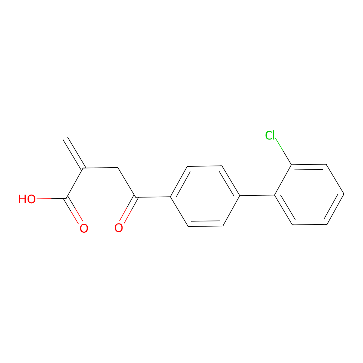 2'-Chloro-alpha-methylene-gamma-oxo(1,1'-biphenyl)-4-butanoic acid molecular structure, CAS 58182-63-1