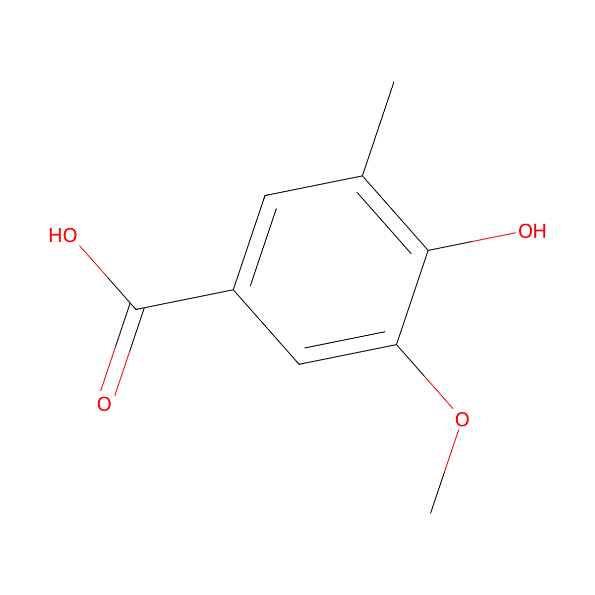 4-Hydroxy-3-methoxy-5-methylbenzoic acid molecular structure, CAS 58186-50-8