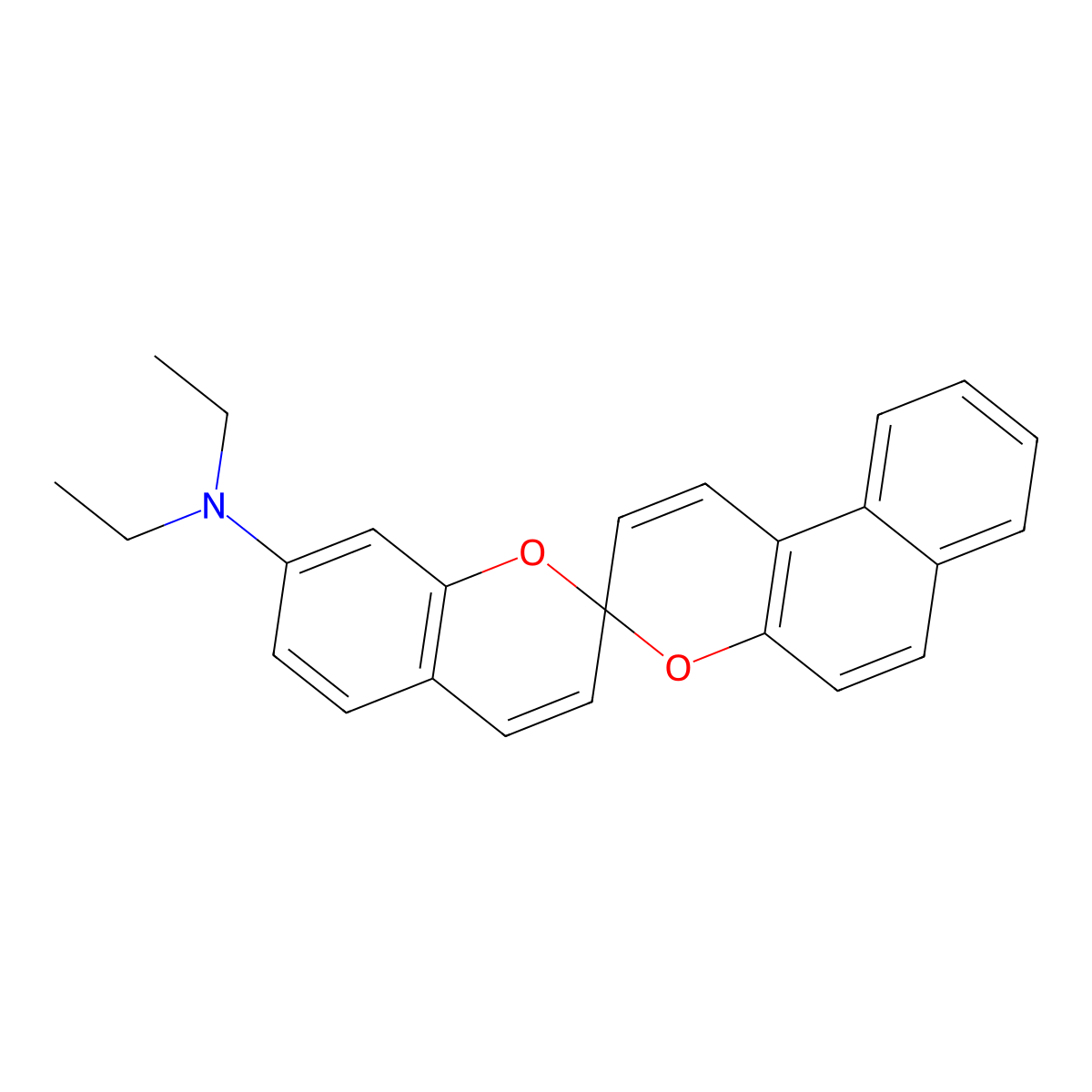 N,N-diethylspiro[2H-1-benzopyran-2,3'-[3H]naphtho[2,1-b]pyran]-7-amine molecular structure, CAS 58186-56-4