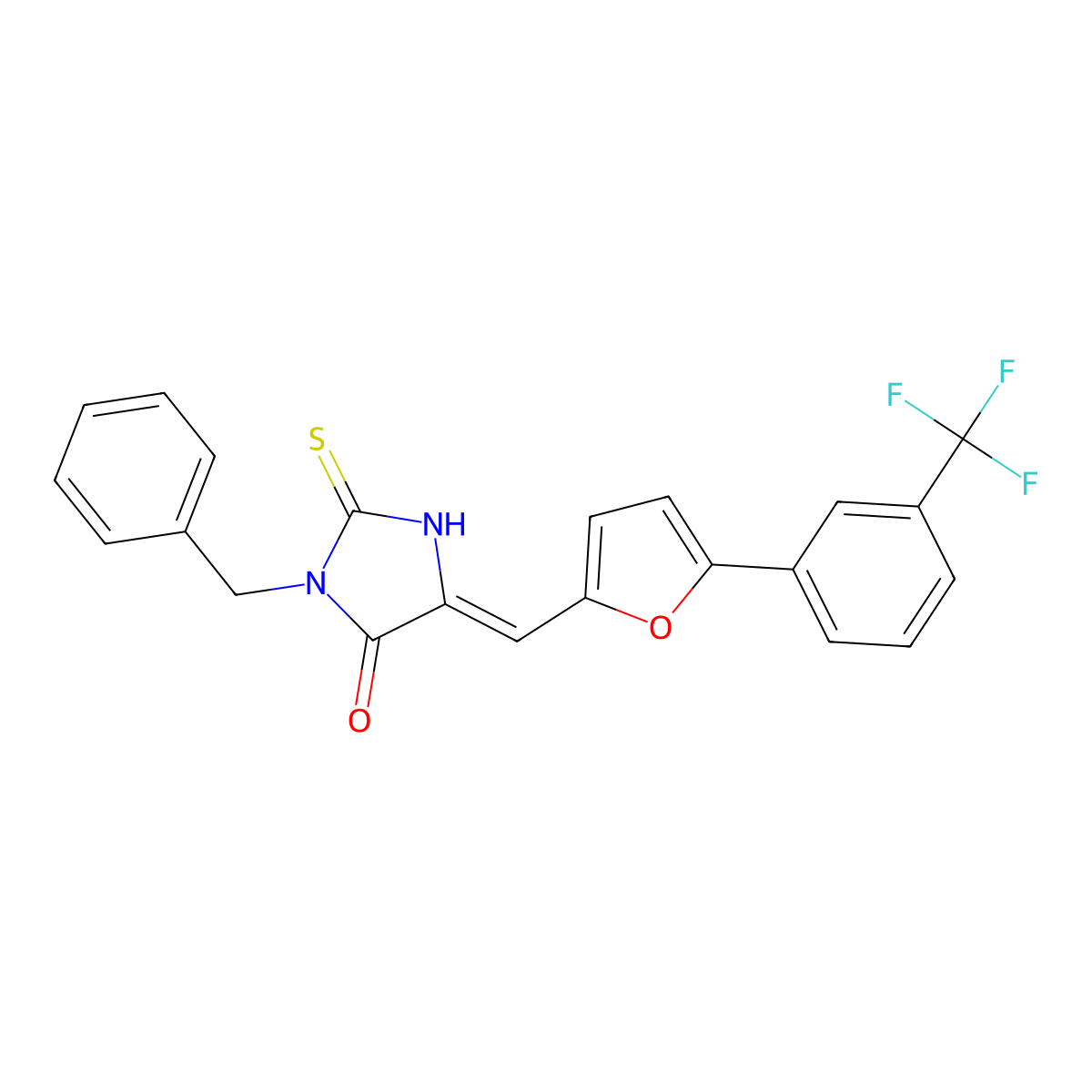 3-Benzyl-2-sulfanylidene-5-[[5-[3-(trifluoromethyl)phenyl]furan-2-yl]methylidene]imidazolidin-4-one molecular structure, CAS 5819-91-0