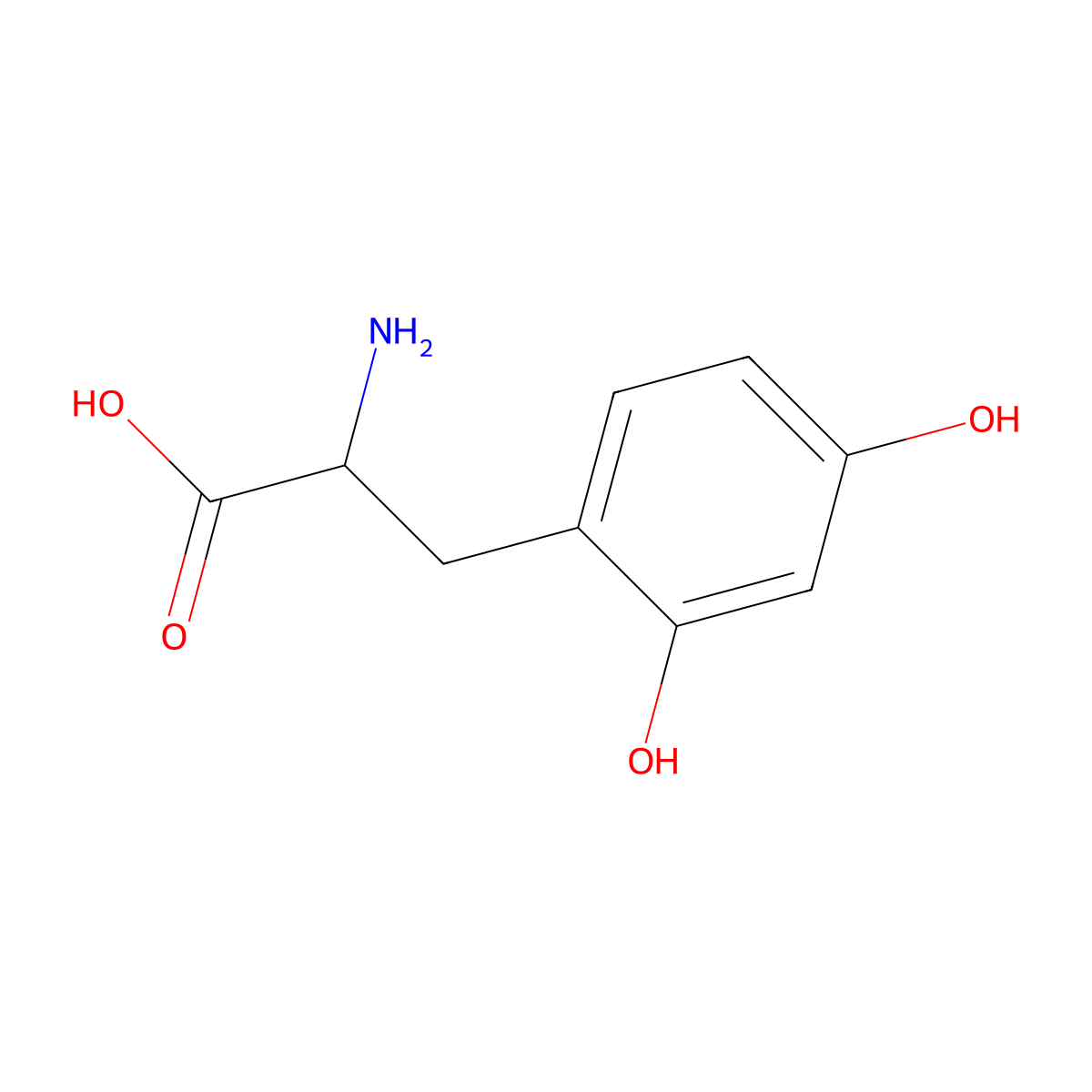 2-Amino-3-(2,4-dihydroxyphenyl)propanoic acid molecular structure, CAS 582-34-3