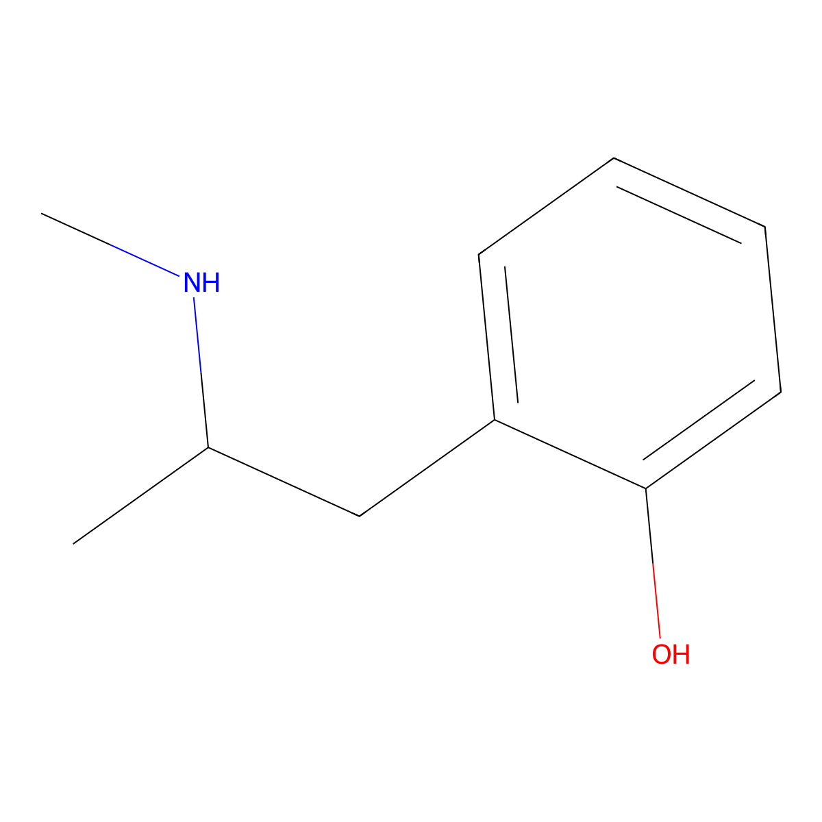 2-(2-(Methylamino)propyl)phenol molecular structure, CAS 582-43-4