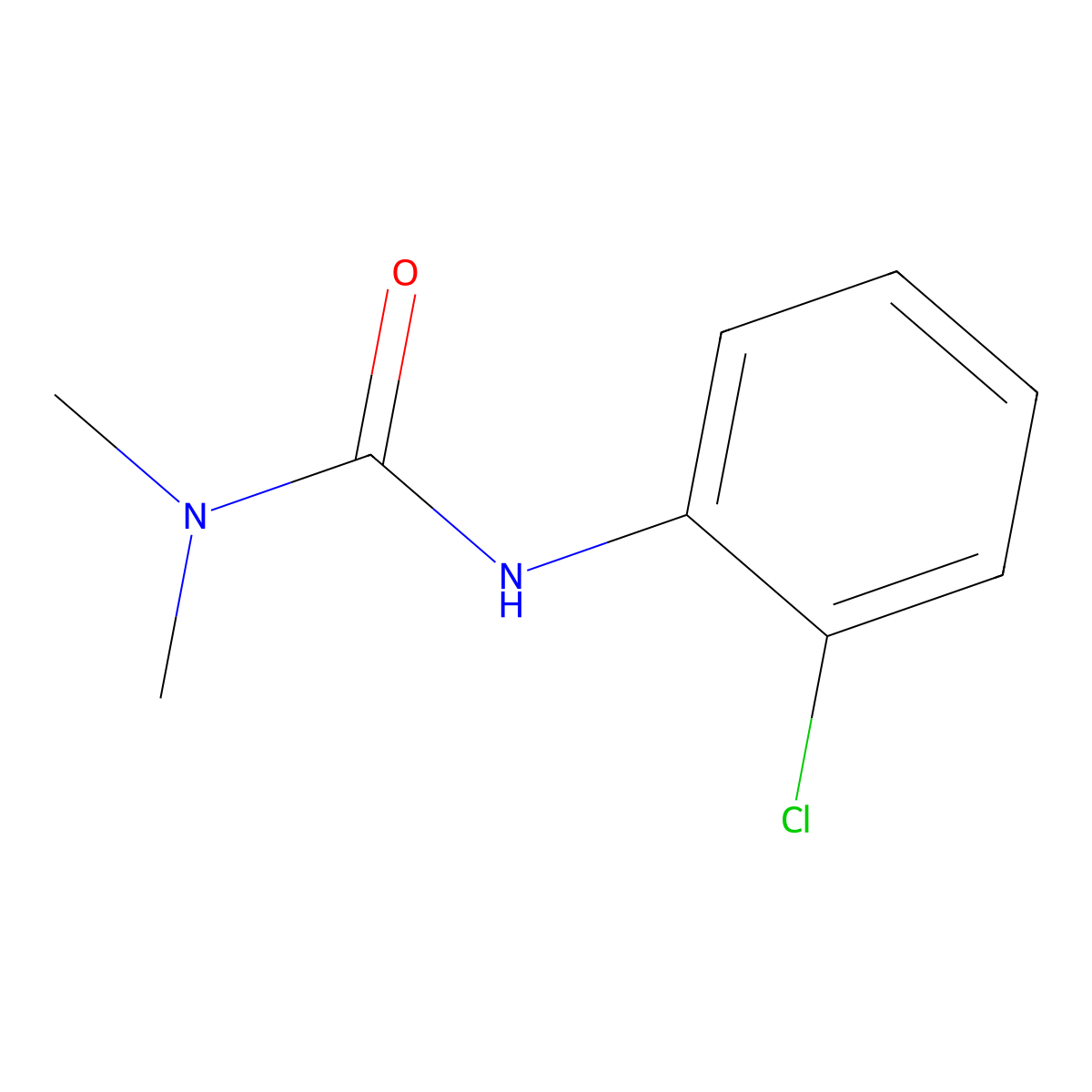 Urea, 3-(o-chlorophenyl)-1,1-dimethyl- molecular structure, CAS 582-44-5