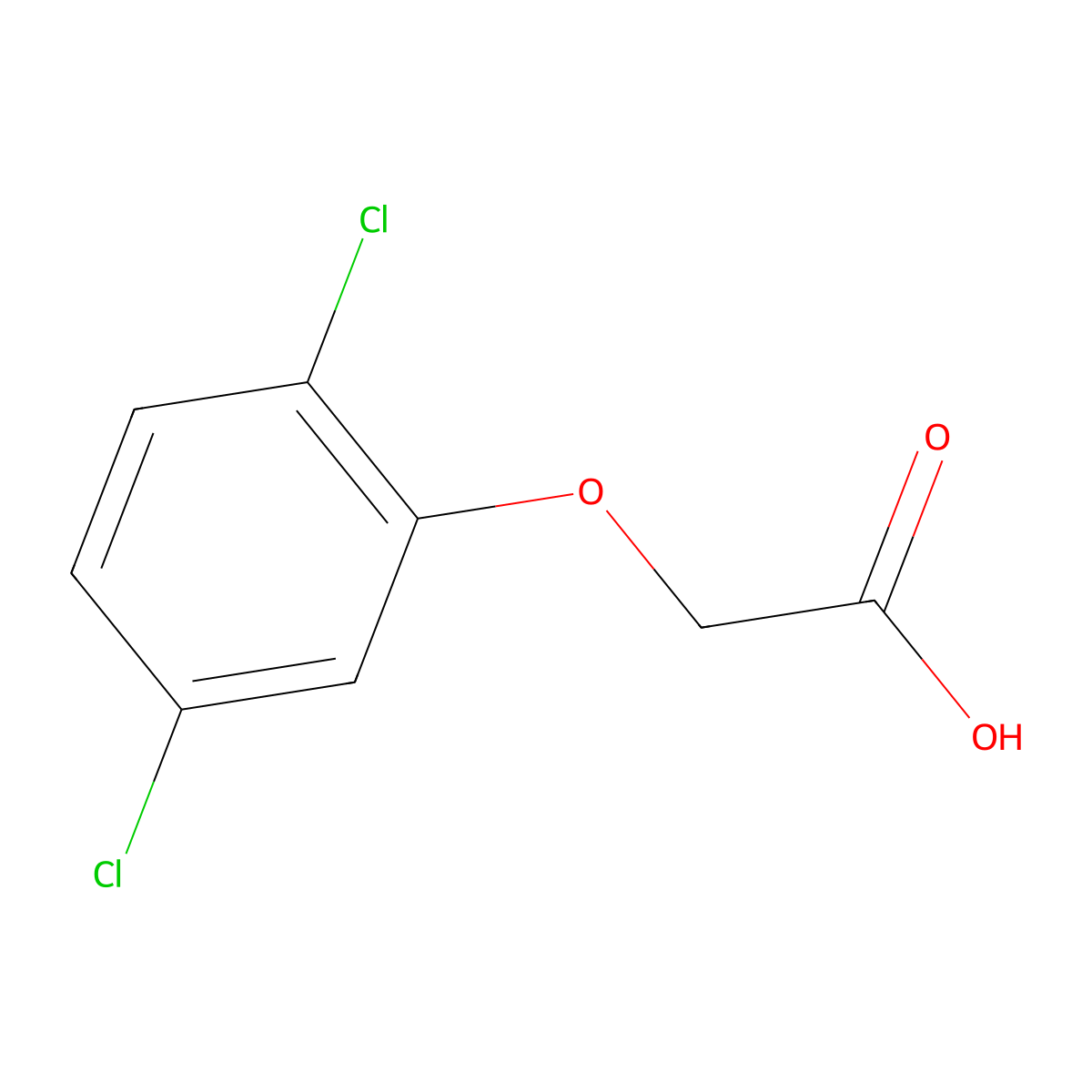 2,5-Dichlorophenoxyacetic acid molecular structure, CAS 582-54-7