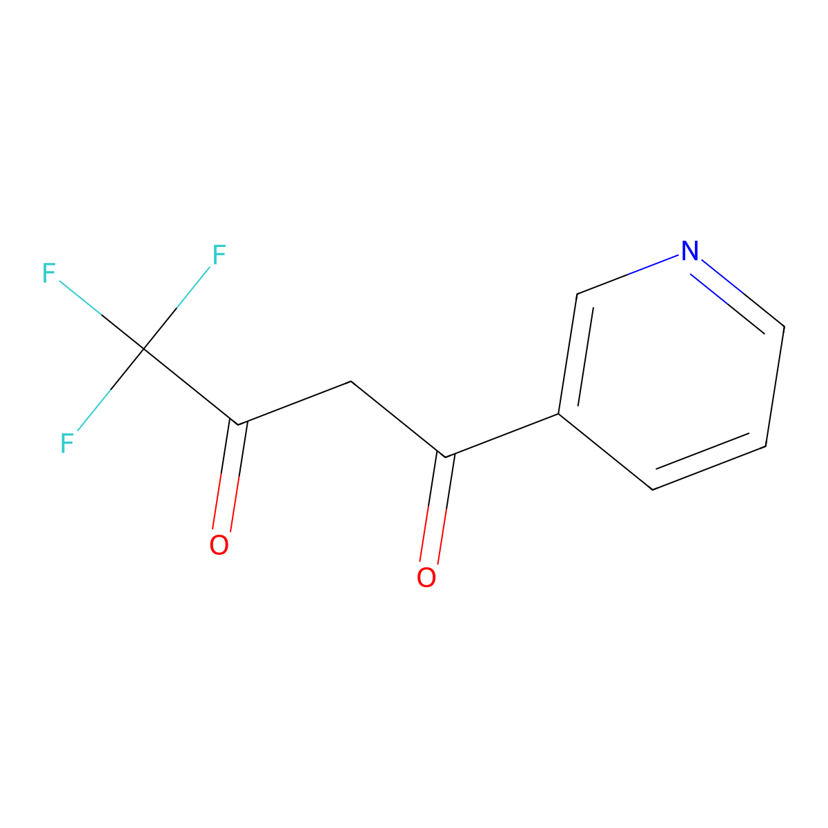 1,3-Butanedione, 4,4,4-trifluoro-1-(3-pyridinyl)- molecular structure, CAS 582-73-0