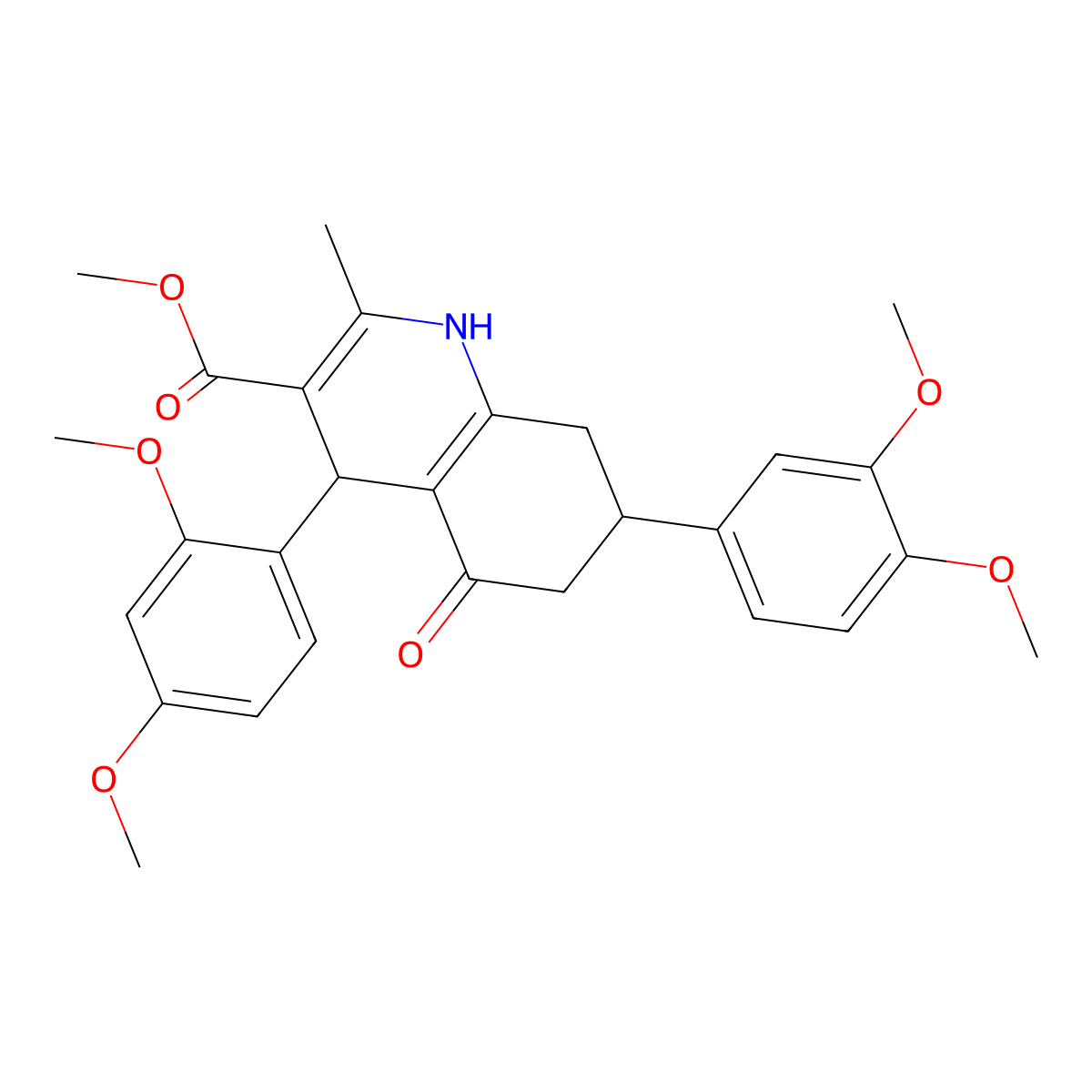 methyl 4-(2,4-dimethoxyphenyl)-7-(3,4-dimethoxyphenyl)-2-methyl-5-oxo-4,6,7,8-tetrahydro-1H-quinoline-3-carboxylate molecular structure, CAS 5820-58-6
