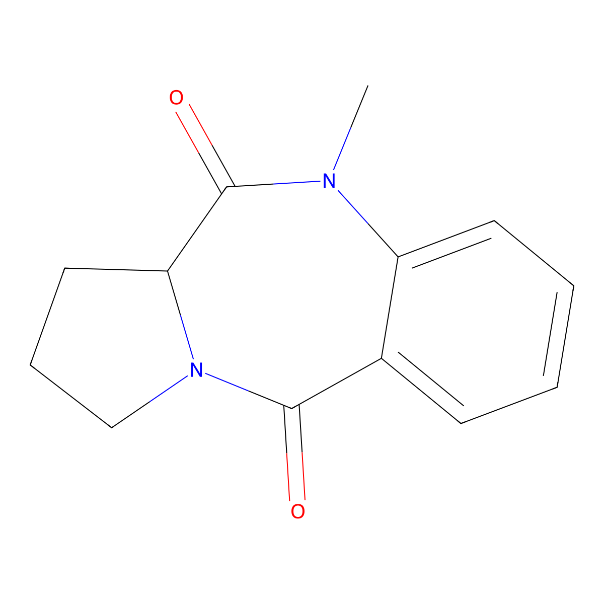 10-methyl-2,3-dihydro-1H-pyrrolo[2,1-c][1,4]benzodiazepine-5,11(10H,11aH)-dione molecular structure, CAS 58207-50-4