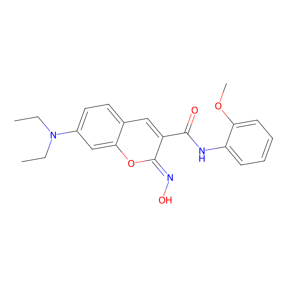 7-(Diethylamino)-2-(hydroxyimino)-N-(2-methoxyphenyl)-2H-1-benzopyran-3-carboxamide molecular structure, CAS 5821-41-0