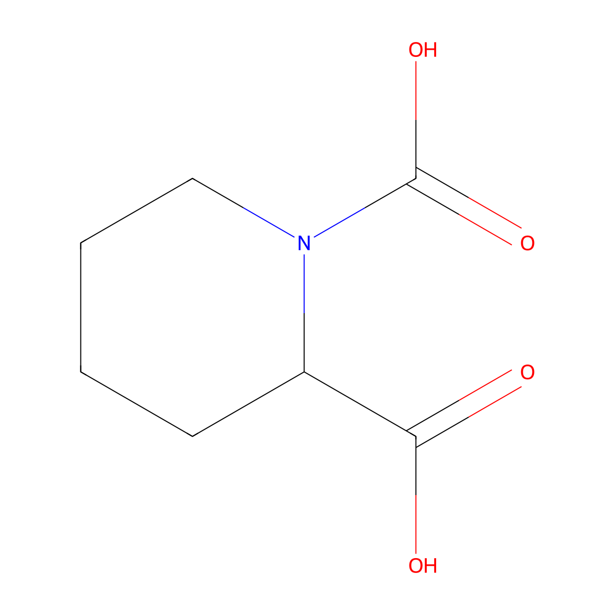 Piperidine-1,2-dicarboxylic acid molecular structure, CAS 58211-67-9