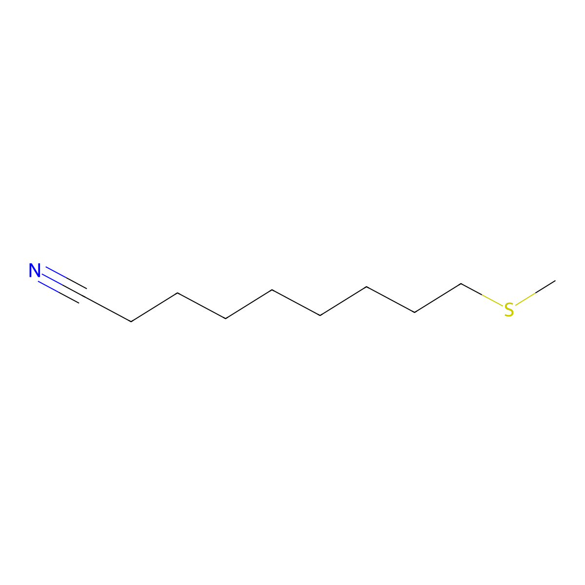 9-(Methylthio)nonanenitrile molecular structure, CAS 58214-94-1