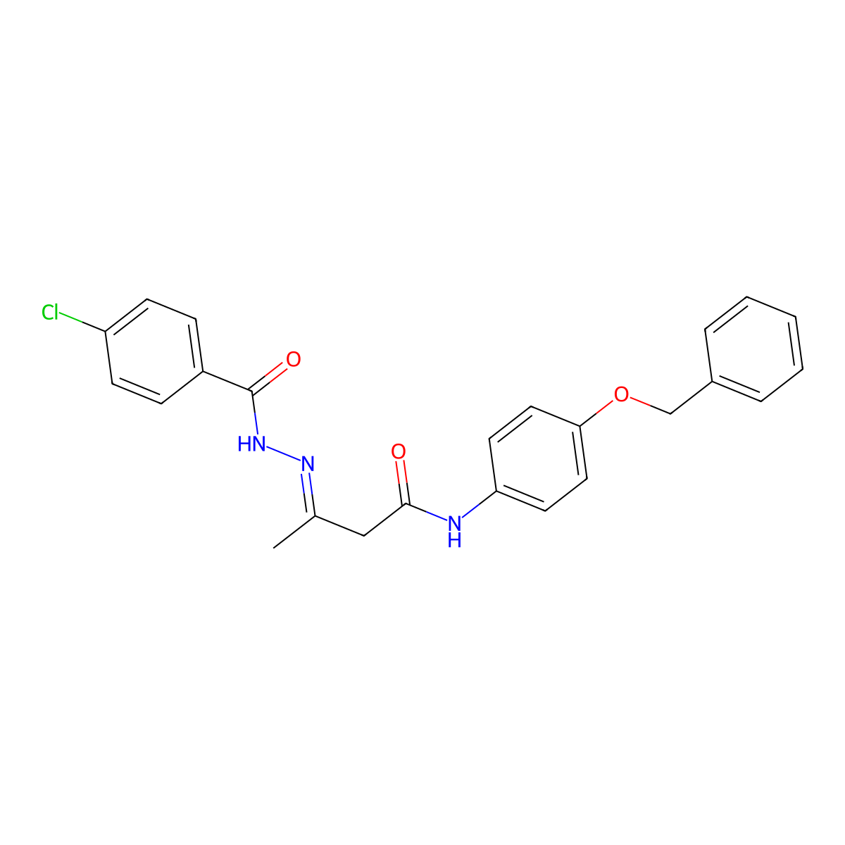 N-[4-(Benzyloxy)phenyl]-3-[2-(4-chlorobenzoyl)hydrazinylidene]butanamide molecular structure, CAS 5822-38-8